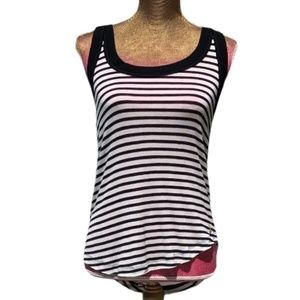 Juicy Couture Black and White Striped Tank Size S